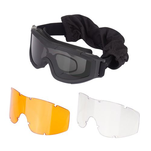 Swiss Eye - Gogle Balistyczne F-Tac z zestawem wizjerów - Czarne