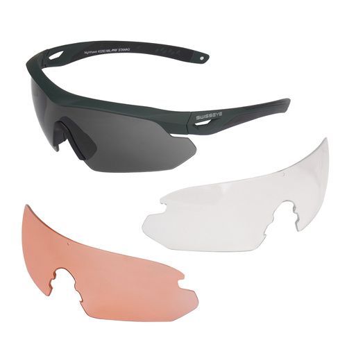 Swiss Eye - Okulary strzeleckie Nighthawk z zestawem wizjerów - Rubber Green